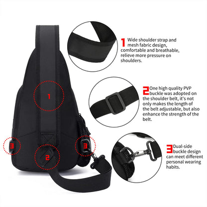 Laoyemen Tactical Sling Bag with Flag Patch - Military Backpack for Hiking, Hunting, Fishing - Crossbody Bags for Men