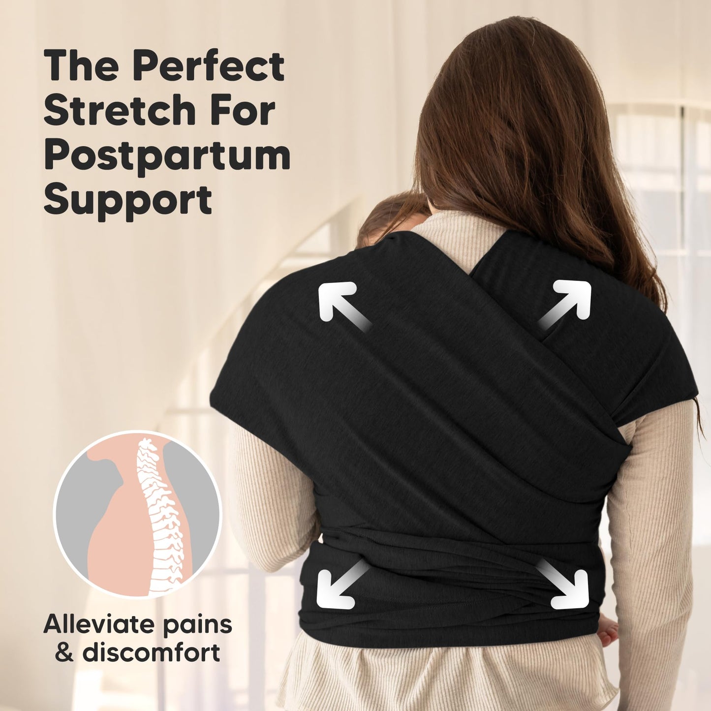 KeaBabies Baby Wrap Carrier - All in 1 Original Baby Carrier Newborn to Toddler Sling, Easy to Wear, Hands Free Bonding, Lightweight, Breathable Infant Wraps (Trendy Black)