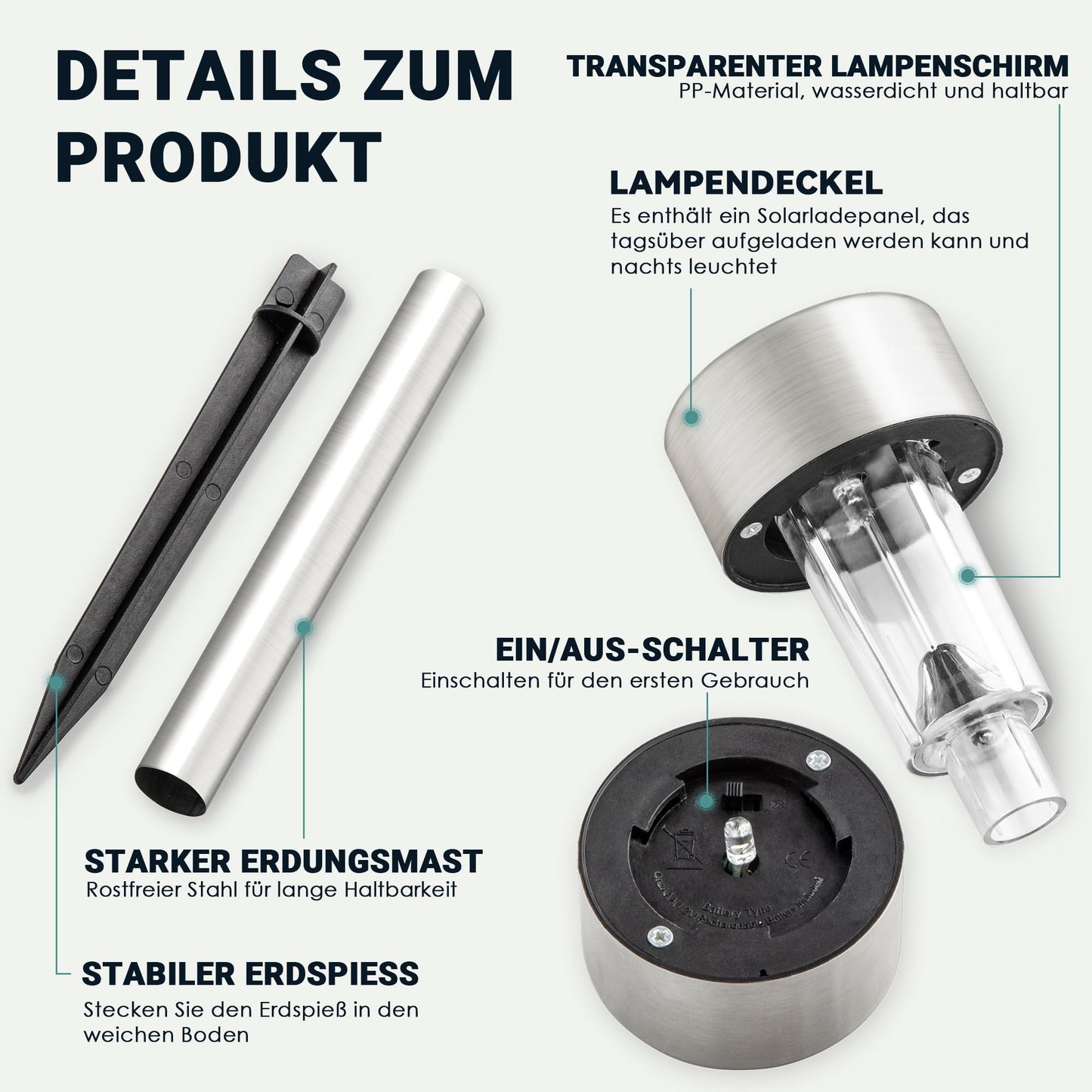 GIGALUMI Solar Lights Outdoor Waterproof, 12 Pack, Stainless Steel LED Solar Garden Lights for Patio, Lawn, Yard and Landscape, Cold White