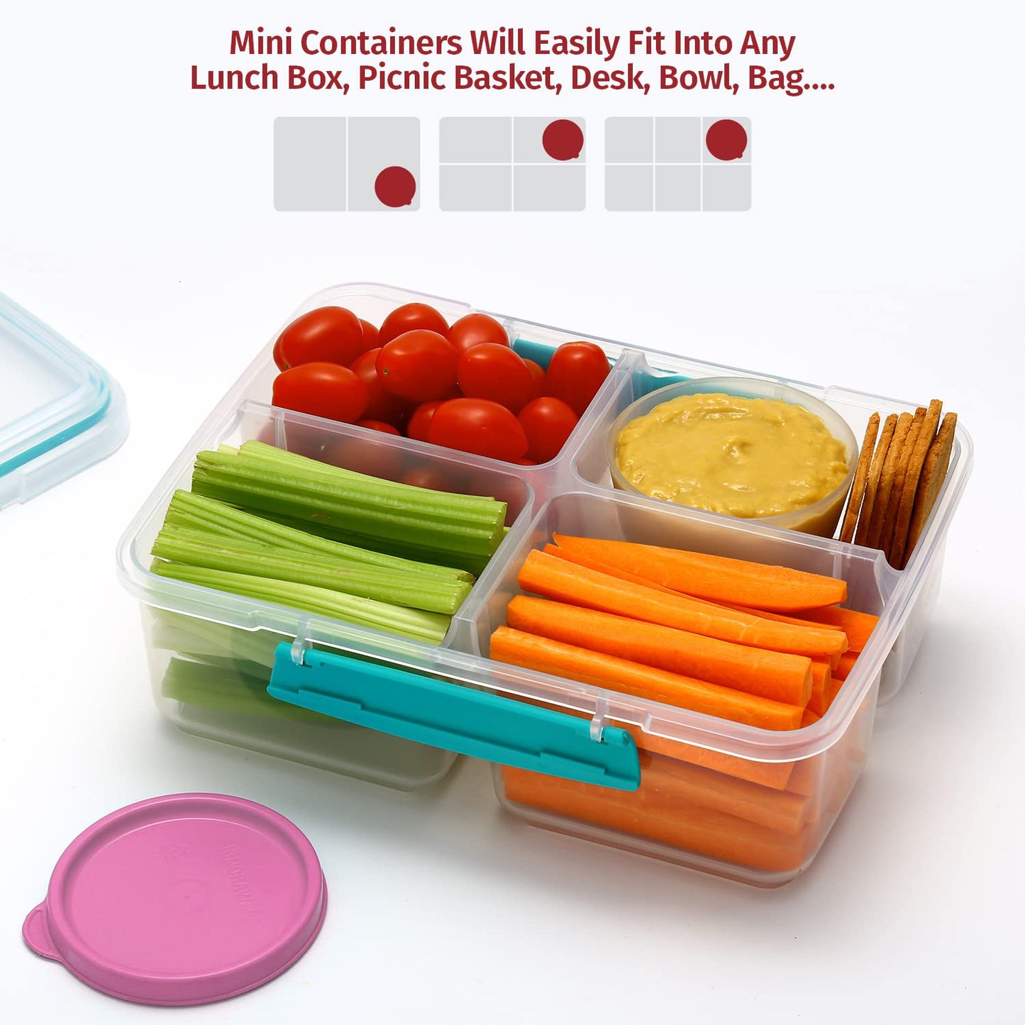 Condiment Cups Containers with Lids- 8 pk. 2.3 oz.Salad Dressing Container to go Small Food Storage Containers with Lids- Sauce Cups Leak proof Reusable Plastic BPA free for Lunch Box Picnic Travel