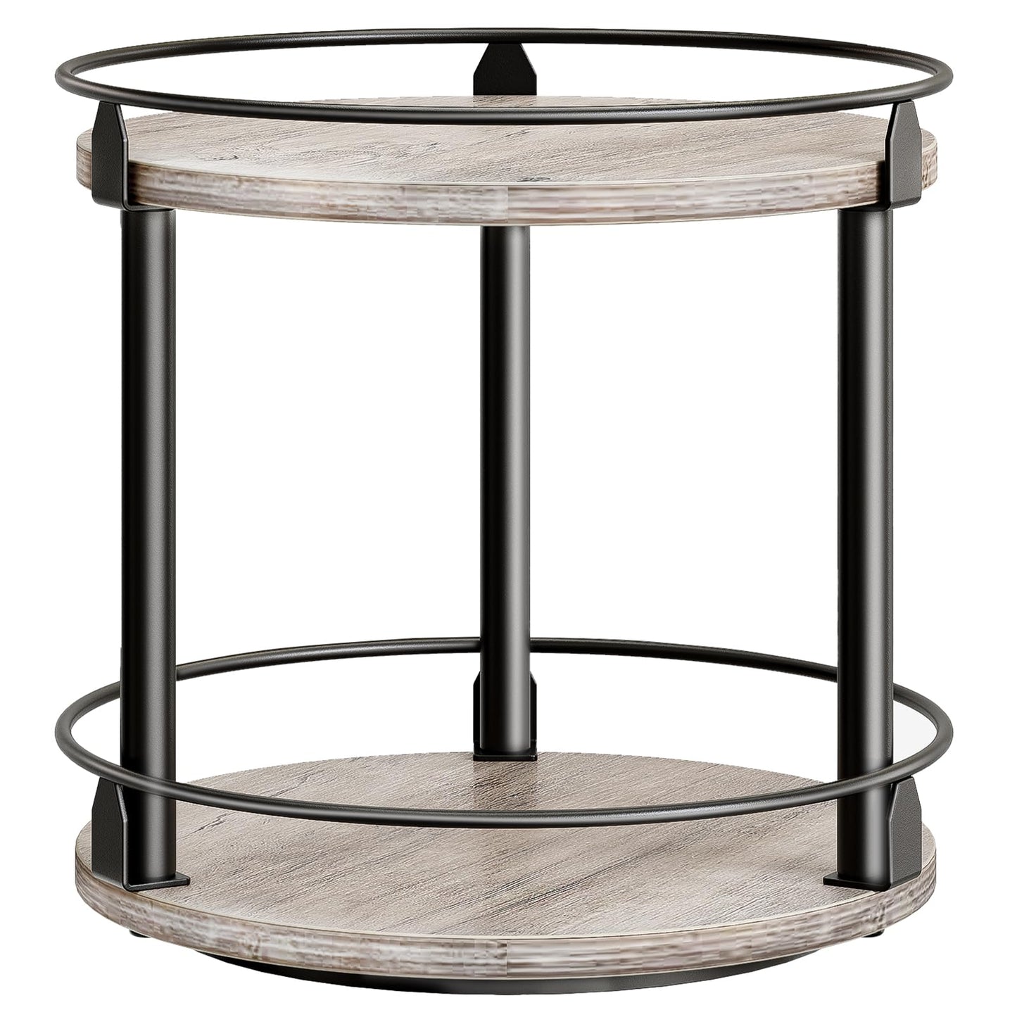 3-Tier Lazy Susan Organizer, Rotating Spice Rack, Spinning Organizer, Industrial Turntable Spice Rack Organizer for Cabinet, Kitchen Countertop, Pantry, Rustic Brown and Black SR23BR