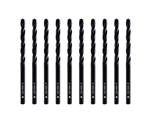 DelitonGude 1/8''inch HSS M35 Cobalt Twist Drill Bits,High Speed Steel,Pack of 10,Suitable for Steels,Cast Iron,Stainless Steels and Other Hard Metals(1/8inch)