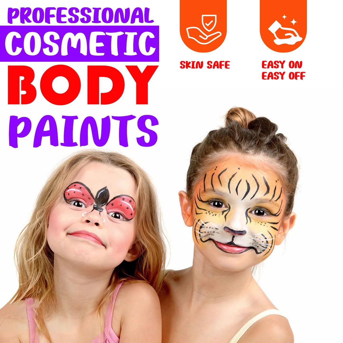 Face Painting Kit for Kids 20 Water Based Non-Toxic Sensitive Skin Paints 100 Stencils 3 Glitters 2 Hair Chalks Combs 2 Tattoos Sheets Face Painting Book Safe Professional Face Paint Kit For Kids