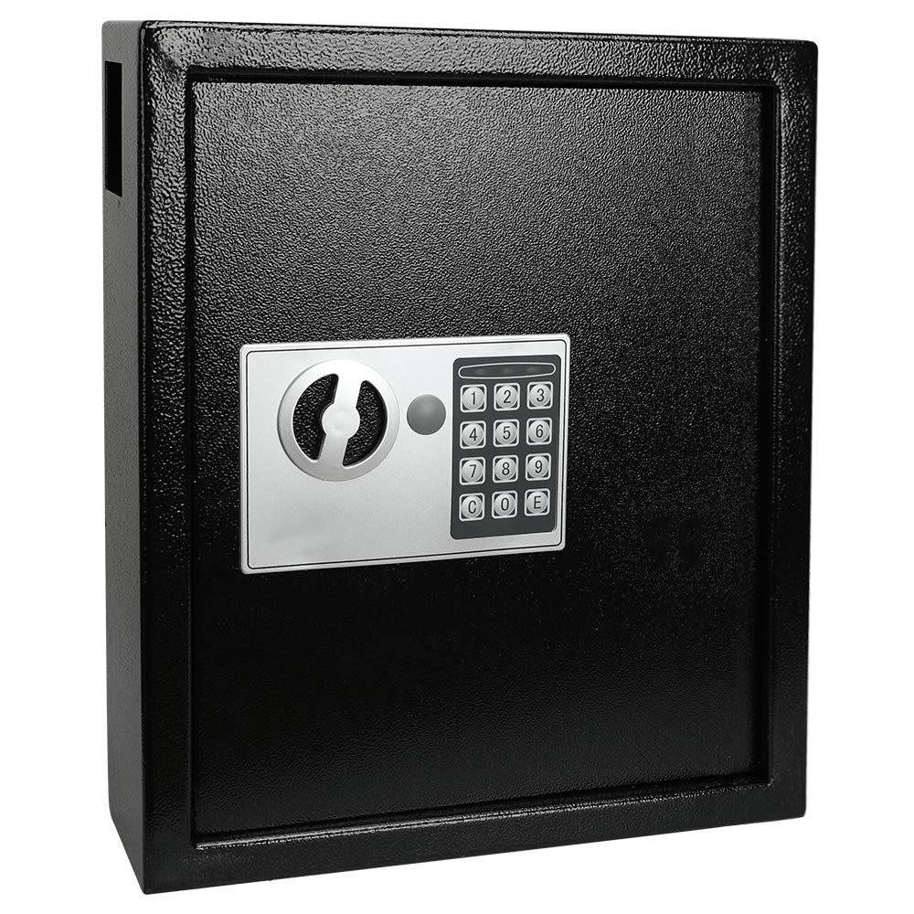 KYODOLED Electronic 40 Keys Cabinet Wall Mount,Digital Key Safe Lock Box,Large Security Lockbox for House Key,Heavy Duty Combination Lock Storage,14.37'' X 11.8'' X3.93'' (Black,40 Keys)