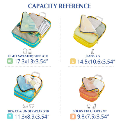 Gonex Compression Packing Cubes, 4pcs Expandable Storage Travel Luggage Bags Organizers, Travel Cubes for Suitcase Carry On (RV)