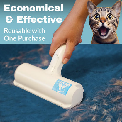 DELOMO Pet Hair Removal Tool: Pet Hair Remover with Fur Bin - Reusable Lint Roller for Pet Hair - Cat and Dog Hair Remover for Couch, Furniture, Carpet, Clothes, Car Seat - Essential for Pet Owners