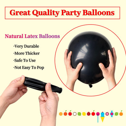 110pcs Black Balloon 12 inch, Black Latex Balloons for Birthday Party Baby Shower Wedding(with 2 Ribbons).