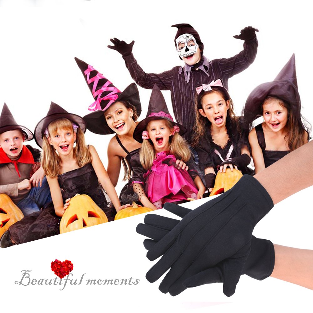 JISEN Men Police Formal Tuxedo Honor Guard Parade Nylon Cotton Gloves 26cm Black