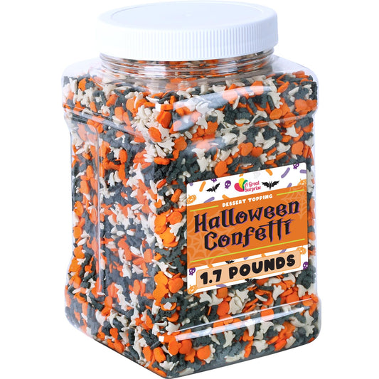 Halloween Sprinkles Bulk - 1.7 LB - Bat, Pumpkin & Ghosts Confetti Sprinkles - Spooky Toppings - Great for Cookies, Cupcakes, Fall