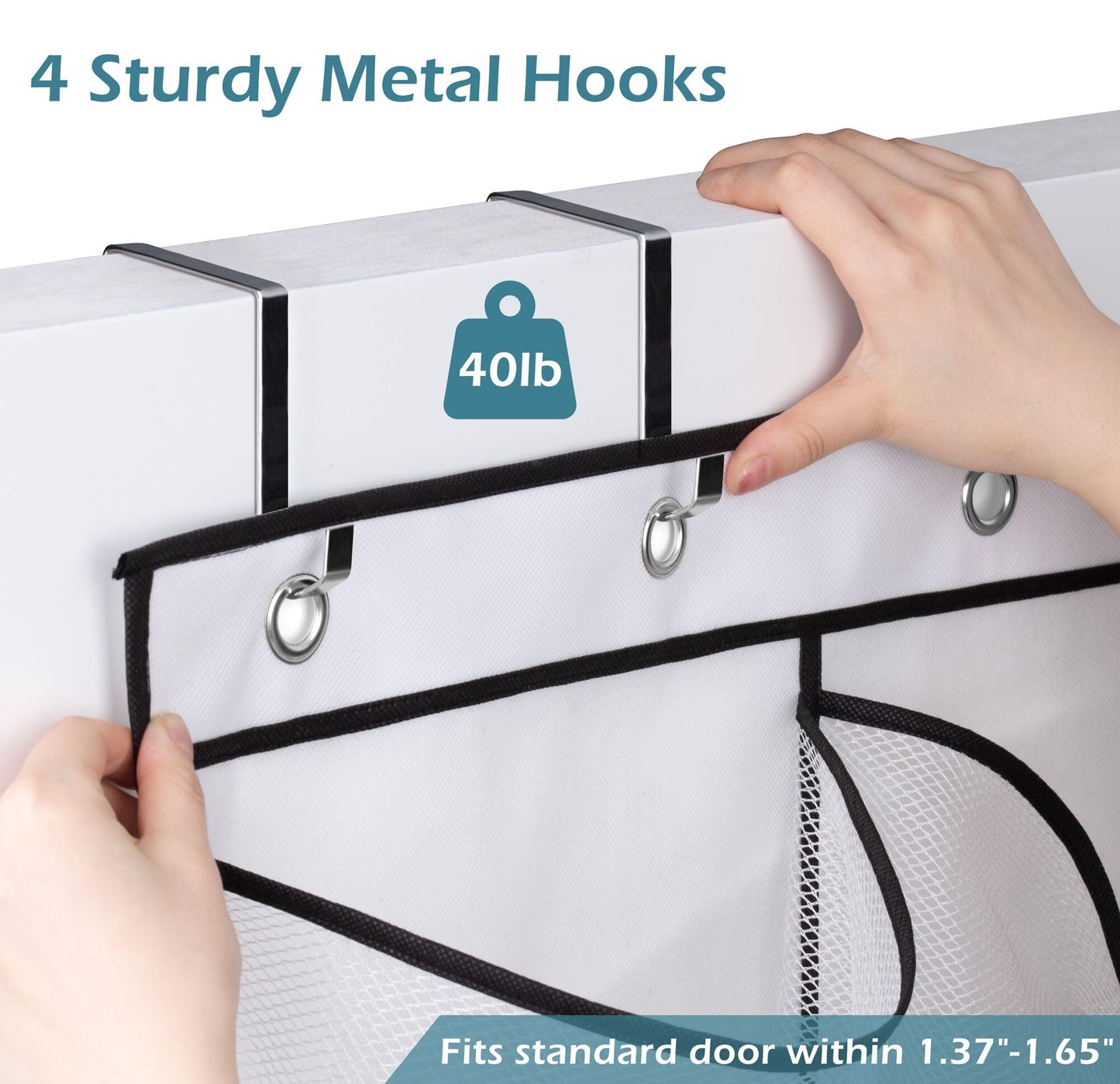 KIMBORA Over The Door Shoe Organizer 12 Large Mesh Pockets Boots Hanging Storage Shoe Rack for Closet White