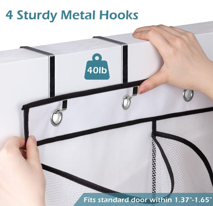 KIMBORA Over The Door Shoe Organizer 12 Large Mesh Pockets Boots Hanging Storage Shoe Rack for Closet White