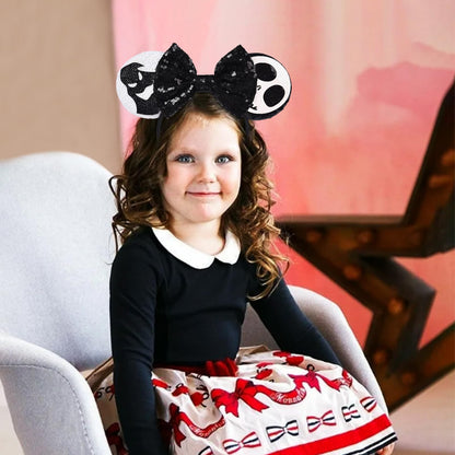 Eisyaa Mouse Ears Bow Headbands, Sequin Halloween Minnie Ears Headband,Halloween Mickey ears Hair Accessories (Jack-Ghost, Medium)