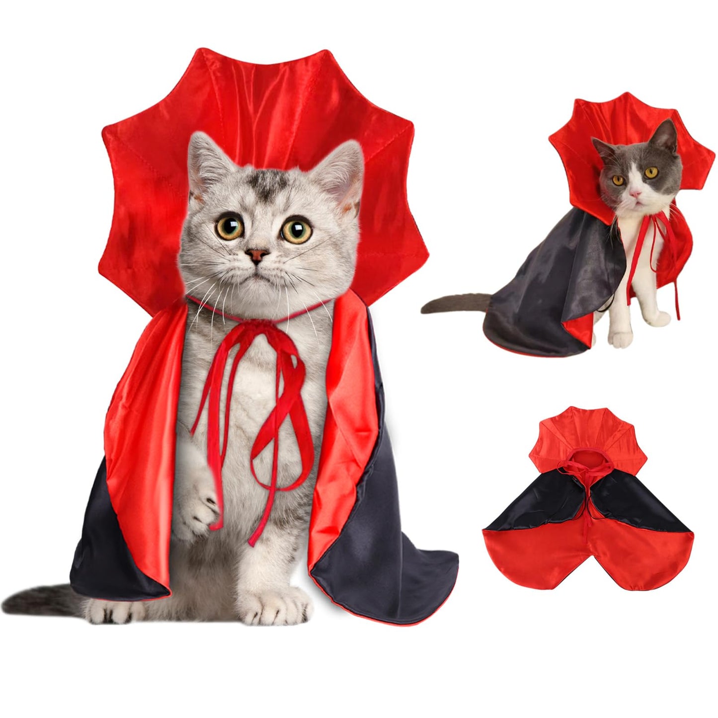 Halloween Pet Cape Costume - Vampire Cloak, Wizard Outfit, Witch Cosplay Apparel, Party Costumes for Small Medium Dogs and Cats - Pet Supplies Accessories