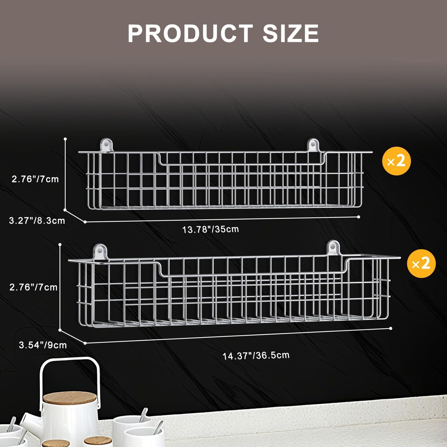 Spice Rack Organizer Wall Mount, Spice Organization Storage Shelf for Cabinet Door, 2 Packs Wall Spice Rack Saving Space for Kitchen, Black