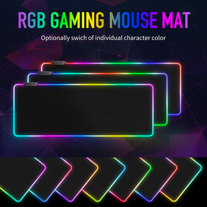 Large RGB Gaming Mouse Pad -15 Light Modes Touch Control Extended Soft Computer Keyboard Mat Non-Slip Rubber Base for Gamer Esports Pros 31.5X11.8