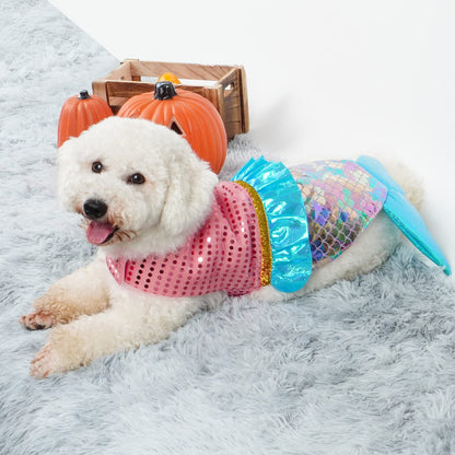 cyeollo Dog Costumes for Large Dogs Sparkly Mermaid Cosplay Clothes Pet Costme Birthday Party Outfit Dog Halloween Costumes Size XL