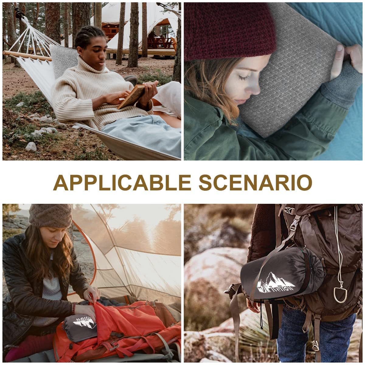 Ivellow Memory Foam Travel Pillow Compressible Camping Pillow for Sleeping Shredded Memory Foam Pillow Compact Firm Supportive Travel Pillow for Adults Kids Outdoor Backpacking Hiking Essential Gear-S