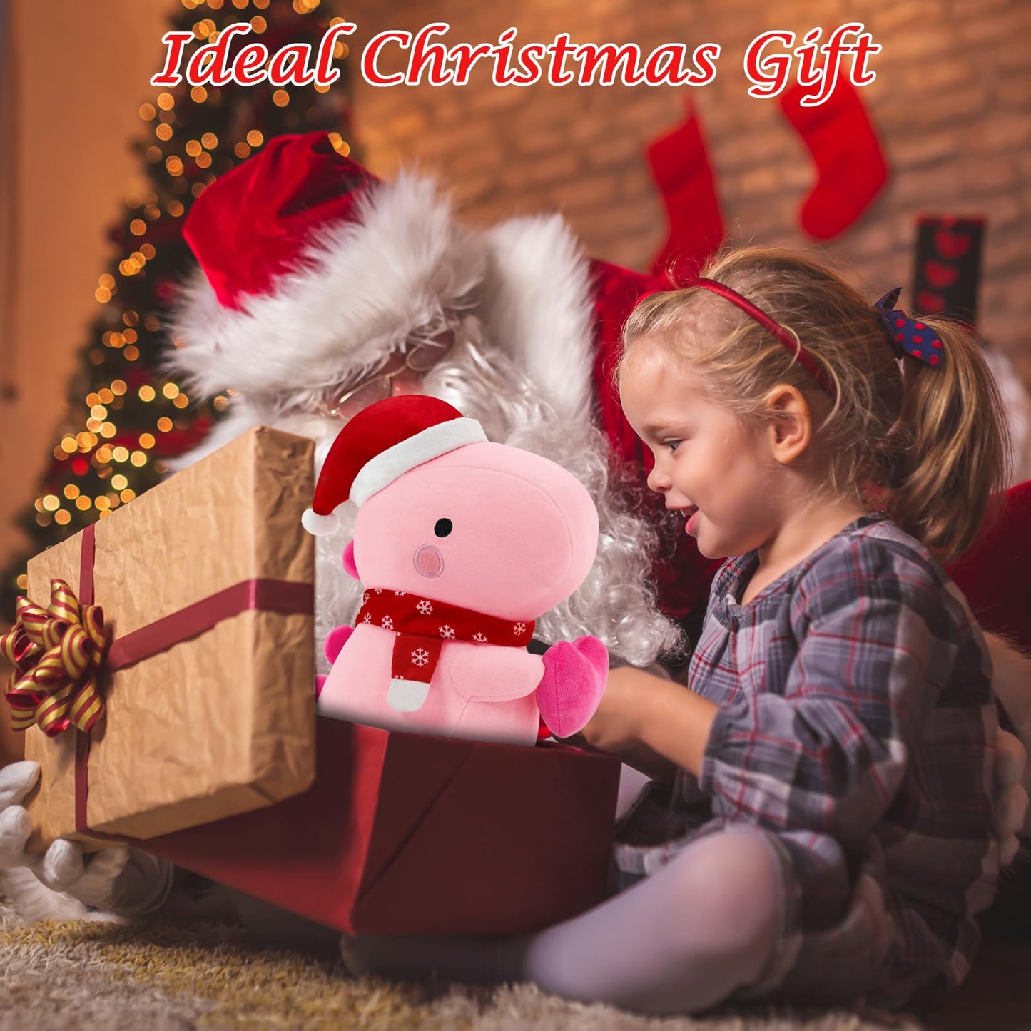 SQEQE Dinosaur Plush Pillow, Cute Loving Stuffed Dinosaur with Heart, Christmas Stuffed Animal Plush Toys Gift for Her Girls Kids (Pink, 12 Inch)