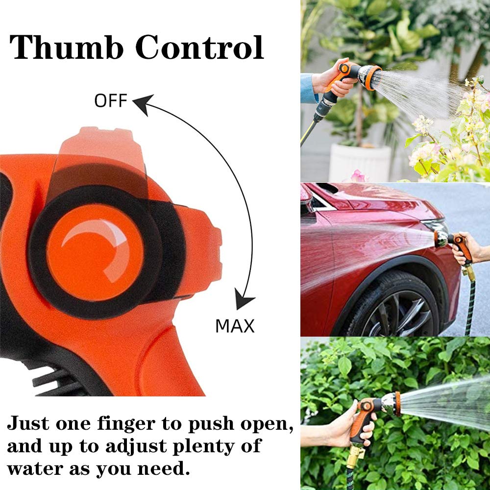 Garden Hose Spray Nozzle,10 Hose Metal Duty Watering Patterns Thumb Control On Off Valve, High Pressure Nozzle Sprayer for Plants, Car Wash,Cleaning,Showering Pets