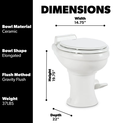 Dometic 302320081 320 Series Standard Height RV Toilet, White