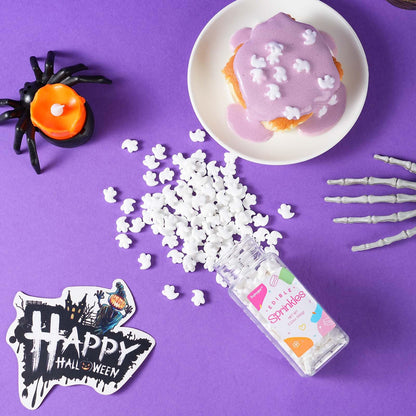 Ghosts Sprinkles for Cake Decorating, 3.52oz Edible White Ghosts Candy Sprinkles for Cupcake Toppers Baking Cookie Halloween Party Supplies Birthday Celebrations