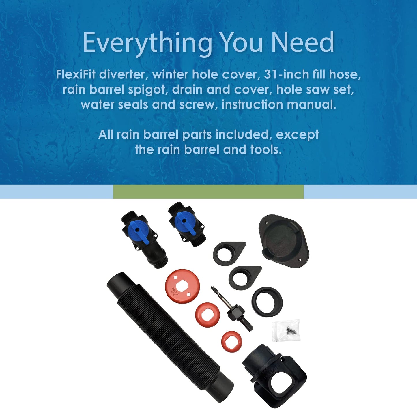 EarthMinded DIY Rain Barrel Diverter and Parts Kit - Water Collection System To Convert Containers into Rain Barrels - Catch Rain Water for Outdoor Chores - RBK-0001
