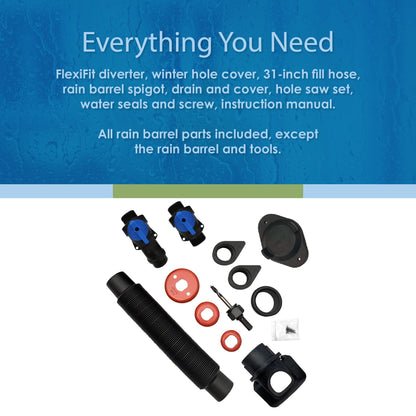EarthMinded DIY Rain Barrel Diverter and Parts Kit - Water Collection System To Convert Containers into Rain Barrels - Catch Rain Water for Outdoor Chores - RBK-0001