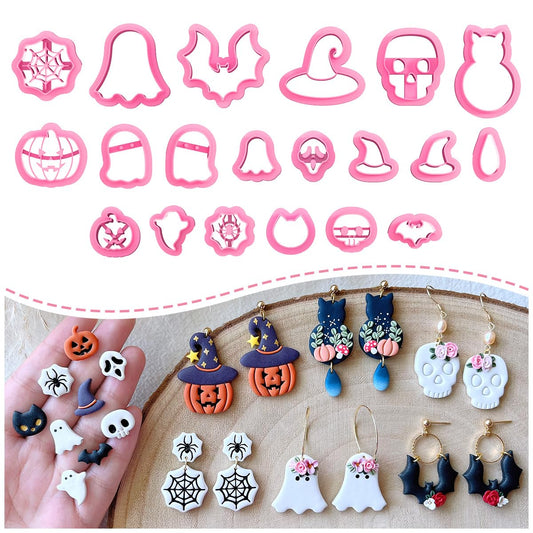 KEOKER Halloween Polymer Clay Cutters, Clay cutters for Halloween Earrings Making, 20 Shapes Halloween Clay Earrings Cutters, Pumpkin Clay Cutters For Polymer Clay Jewelry (ALL 1)