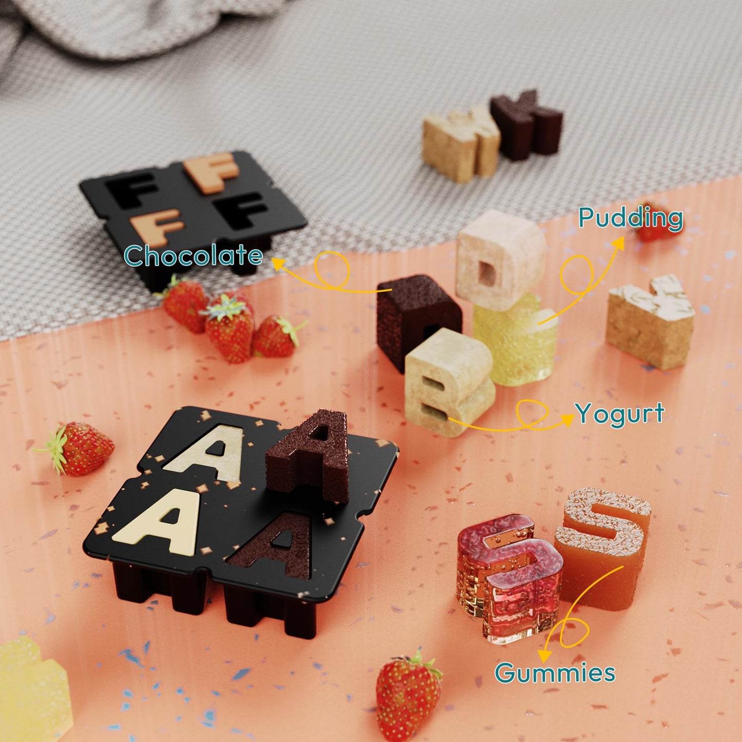 Customized Letter B Ice Cube Mold -Letter Silicone Ice Mold for Custom Ice Cube Mold and Baking Chocolate, Ice Cube Molds for Cocktails & Whiskey for Thanksgiving and Halloween