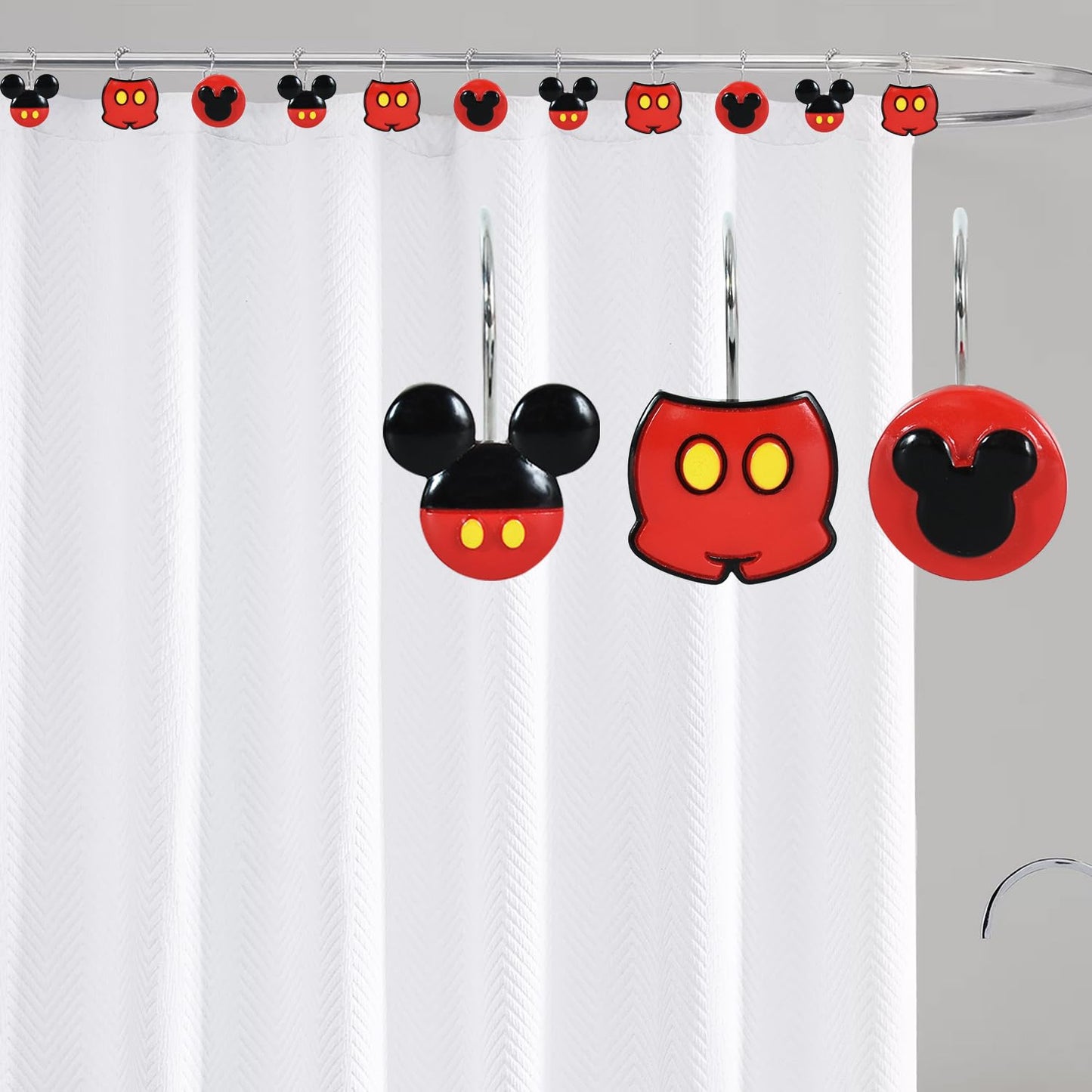 CTOHN 12 Pieces Mouse Shower Curtain Hooks Rings, Mouse Theme Decorative Shower Hooks for Shower Curtain, Stainless Steel Decorative Shower Hangers Rings for Bathroom