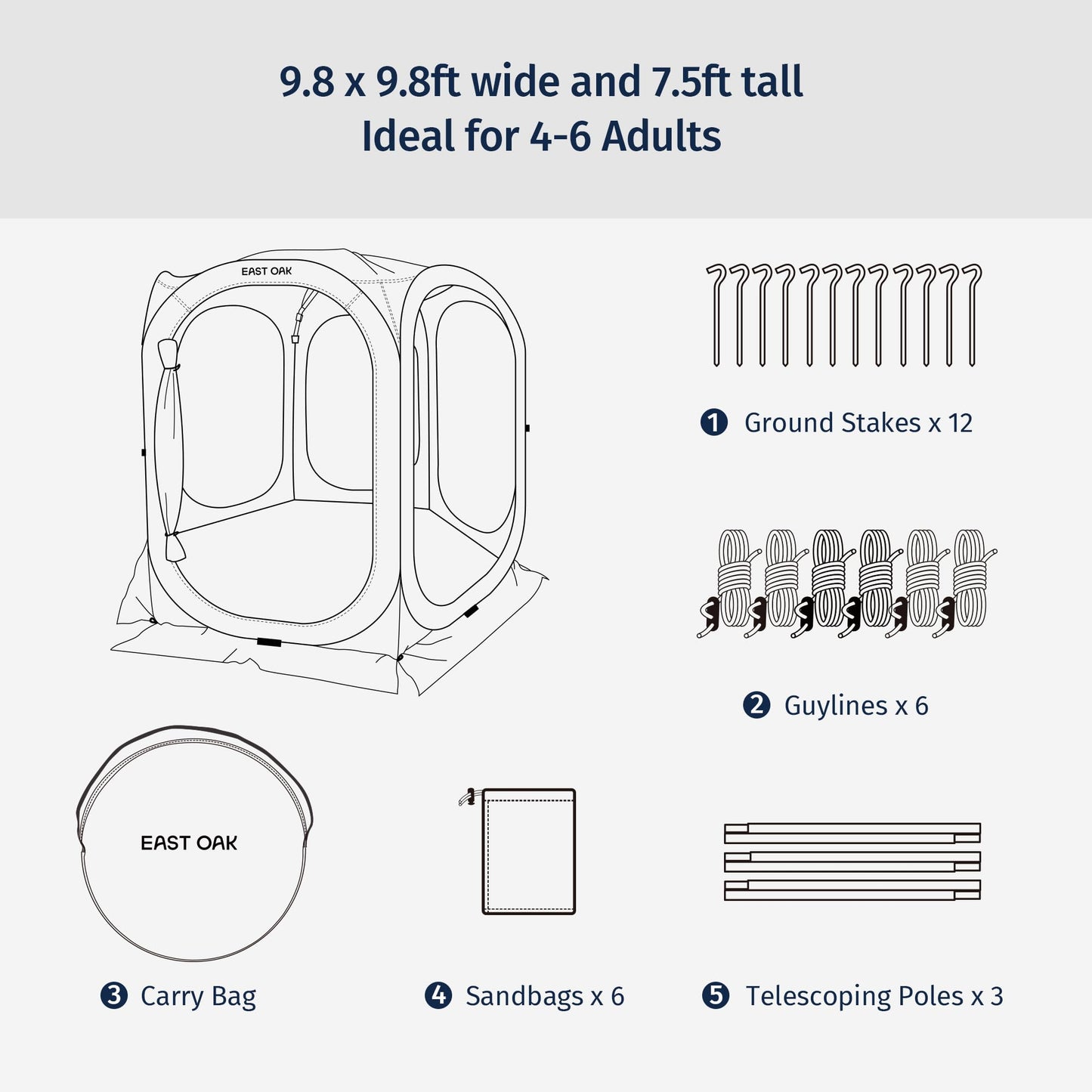 EAST OAK Screen House Tent Pop-Up, Portable Screen Room Canopy Instant Screen Tent 10 x 10 FT with Carry Bag for Patio, Backyard, Deck & Outdoor Activities, Beige