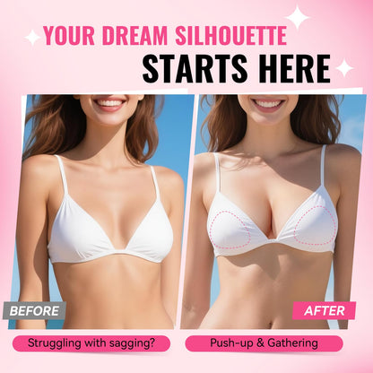 Dandelion Pact Double Sided Sticky Bra Inserts, Invisible Push Up Sticky Bra Pads for Large Breasts, Stick on Bra for Bikini Swimsuits (Medium, Beige)