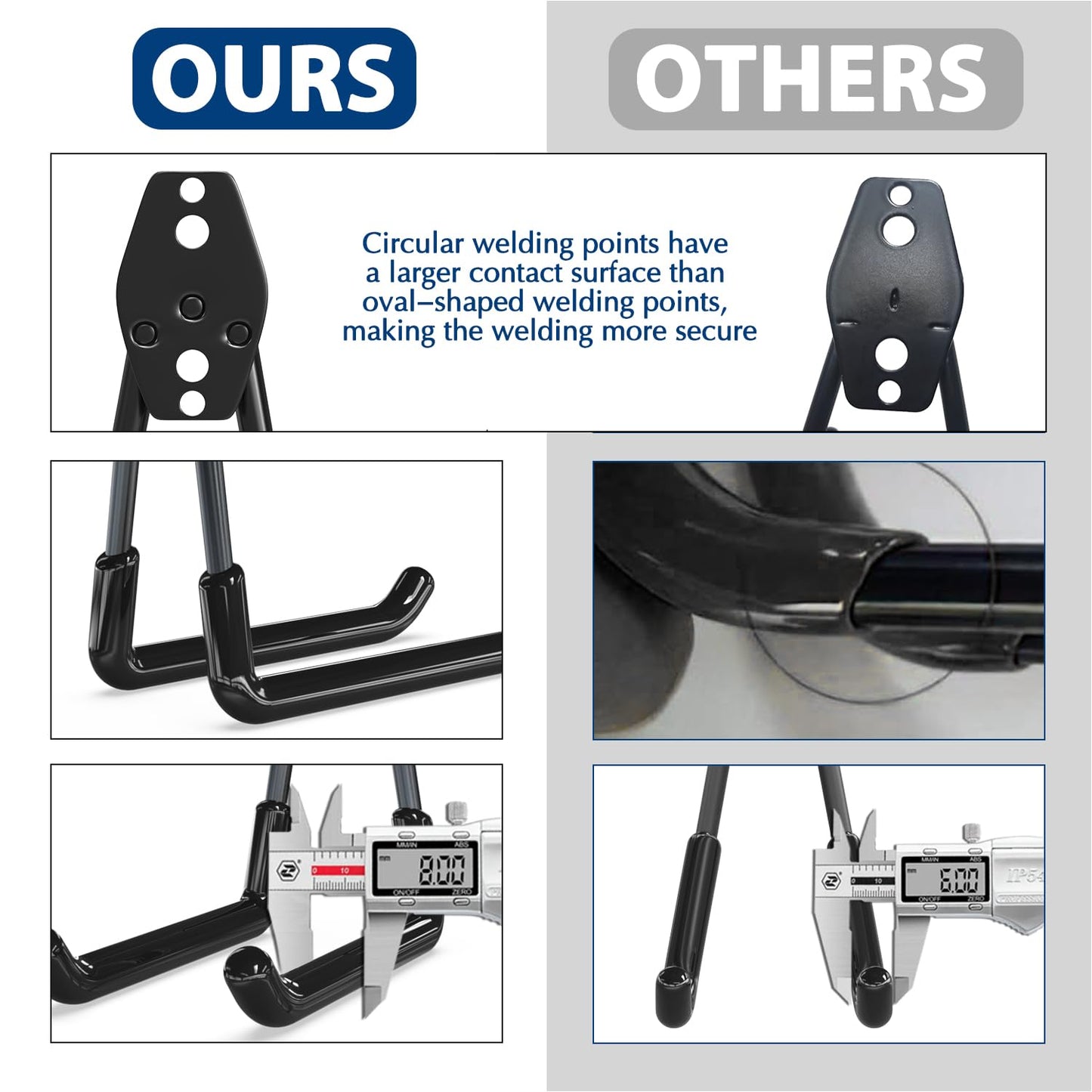 3-H Garage Wall Hooks 14 Pack, Garage Hooks Heavy Duty with Extra Welding Spots, Wall Mount Storage Organizer for Hanging Garden Lawn Tools, Ladder, WeedEater, Chair, Shovel, Blower (Black)