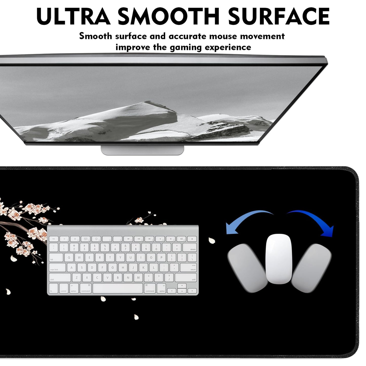 eulps Gaming Mouse Pad, Large Mouse Pad, Desk Mat Extended Mousepad, with Non-Slip Rubber Base Desk Pad for Home Office, 31.5 X 11.8 (20)