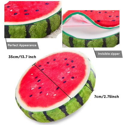 HYSEAS Round Throw Pillows 14 Inch Watermelon, 3D Print Decorative Plush Funny Fruit Stuffed Cushions Toy Seat Pad for Couch, Chair, Floor, Sofa, 2 Pack