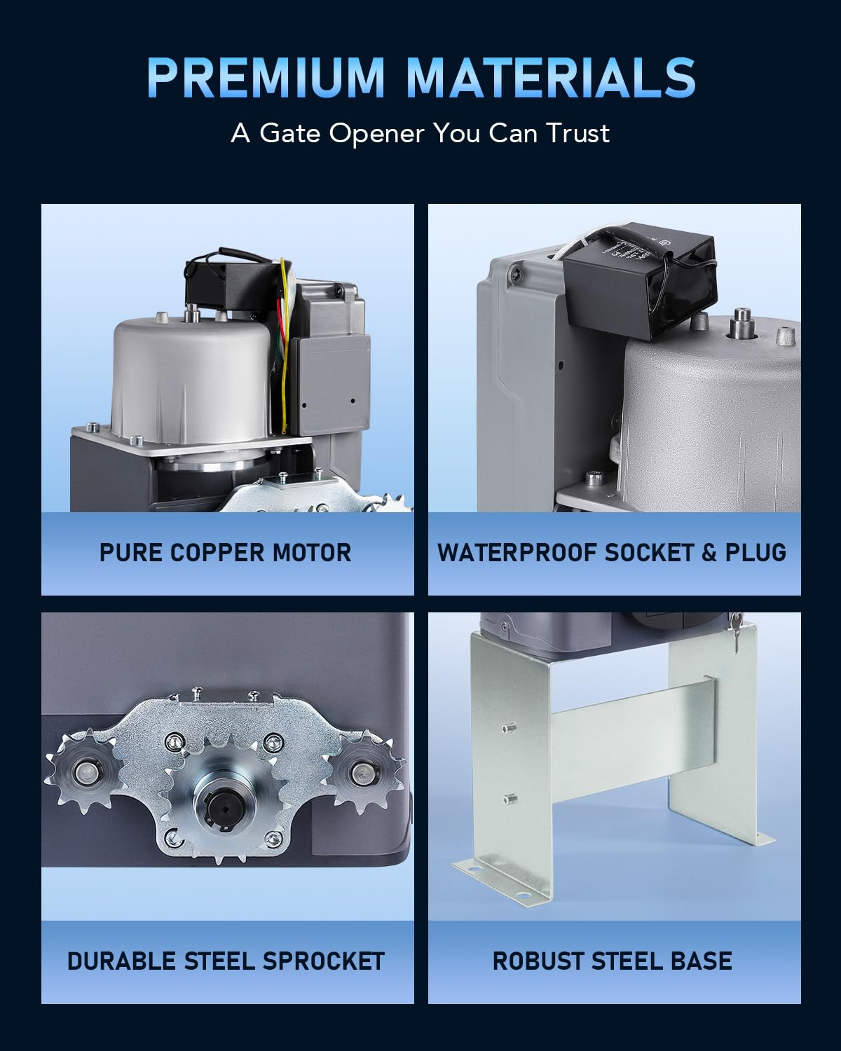 CO-Z Automatic Gate Opener with Safety Sensor, 280W Sliding Door Opener & Closer Kit for 1400lb Doors, Smart Driveway Sliding Gate Opener with 20ft Driven Chain, Electric Gate Operator Set for Home