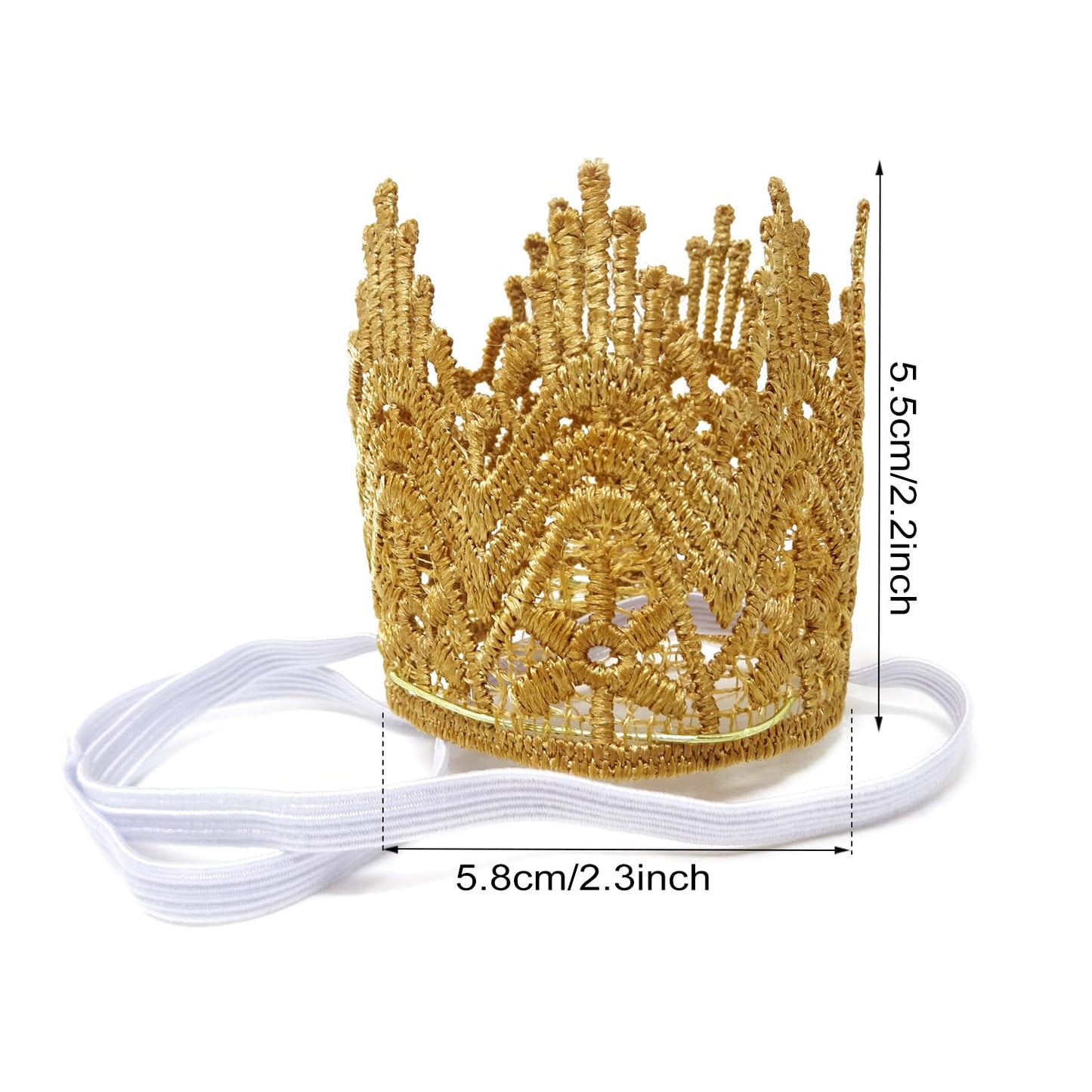 Honbay Tiny Vintage Golden Lace Crown Headband, Baby Princess Tiara, First Birthday Hat, Newborn Crown Photo Prop