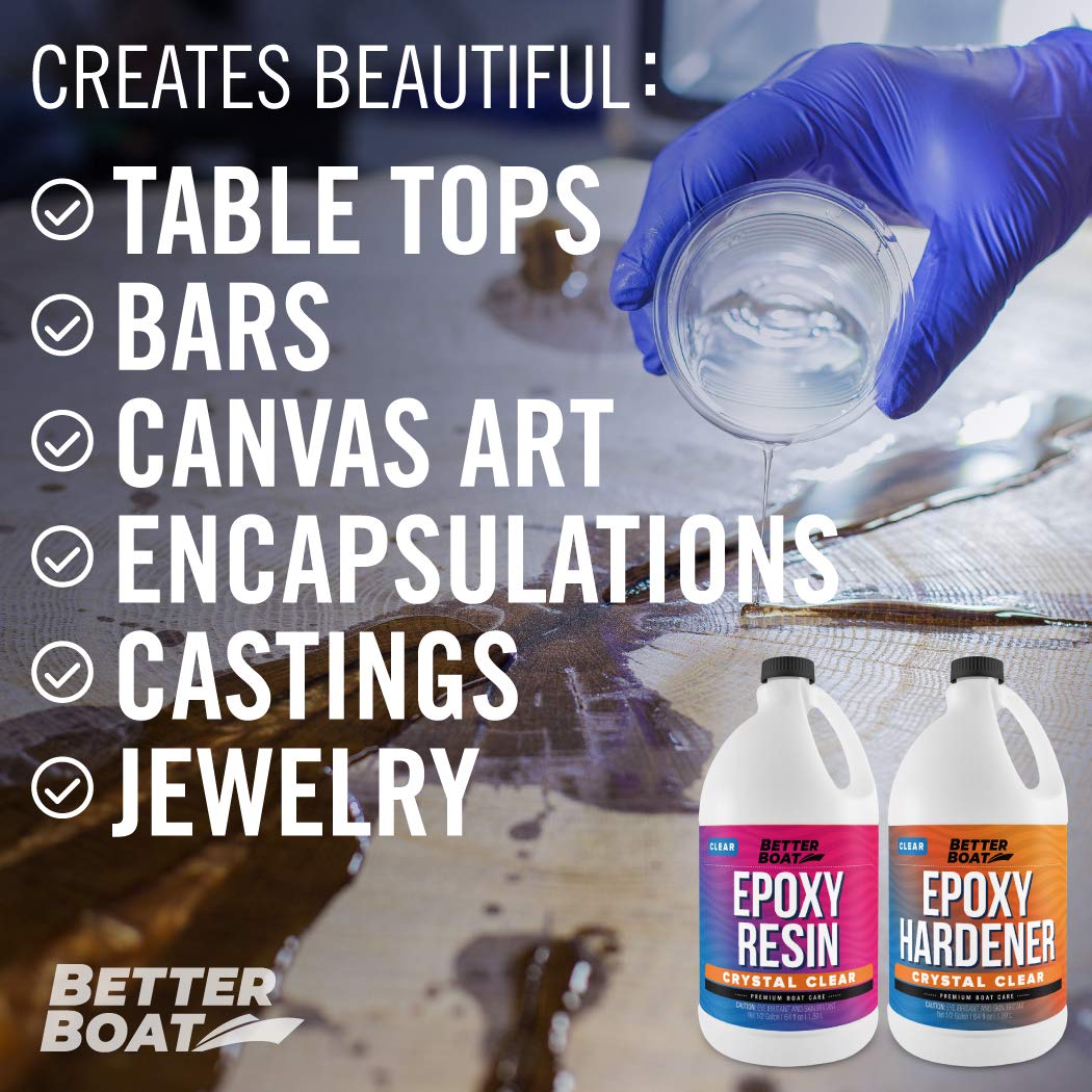 Craft Resin Epoxy Kit, 1 Gallon Total, 2-Part Crystal Clear Supplies for Beginners, Includes Molds for Tabletop Art, Jewelry Casting, DIY Tumblers, Wood, and Boat Projects