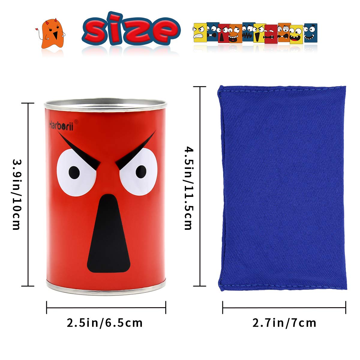 Harborii Halloween Bean Bag Toss Game for Kids & Family, Carnival Party Game with 10 Funny Face Cans & 4 Bean Bags