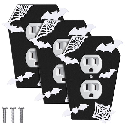 Peryiter 3 Pieces Gothic Coffin Light Switch Cover Wall Plate Gothic Halloween Decor Switch Cover Coffin Outlet Light Goth Bat Wall Plate Outlet Accessory for Bedroom Home Office(Elegant Style)