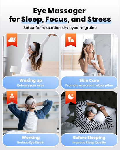 latumab Eye Massager with Heat, Heated Eye Mask with Bluetooth Music, Face Massager, Mask for Migraine & Headache Relief, Improved Sleep, Birthday Gifts for Mom Dad Women Men Her Him