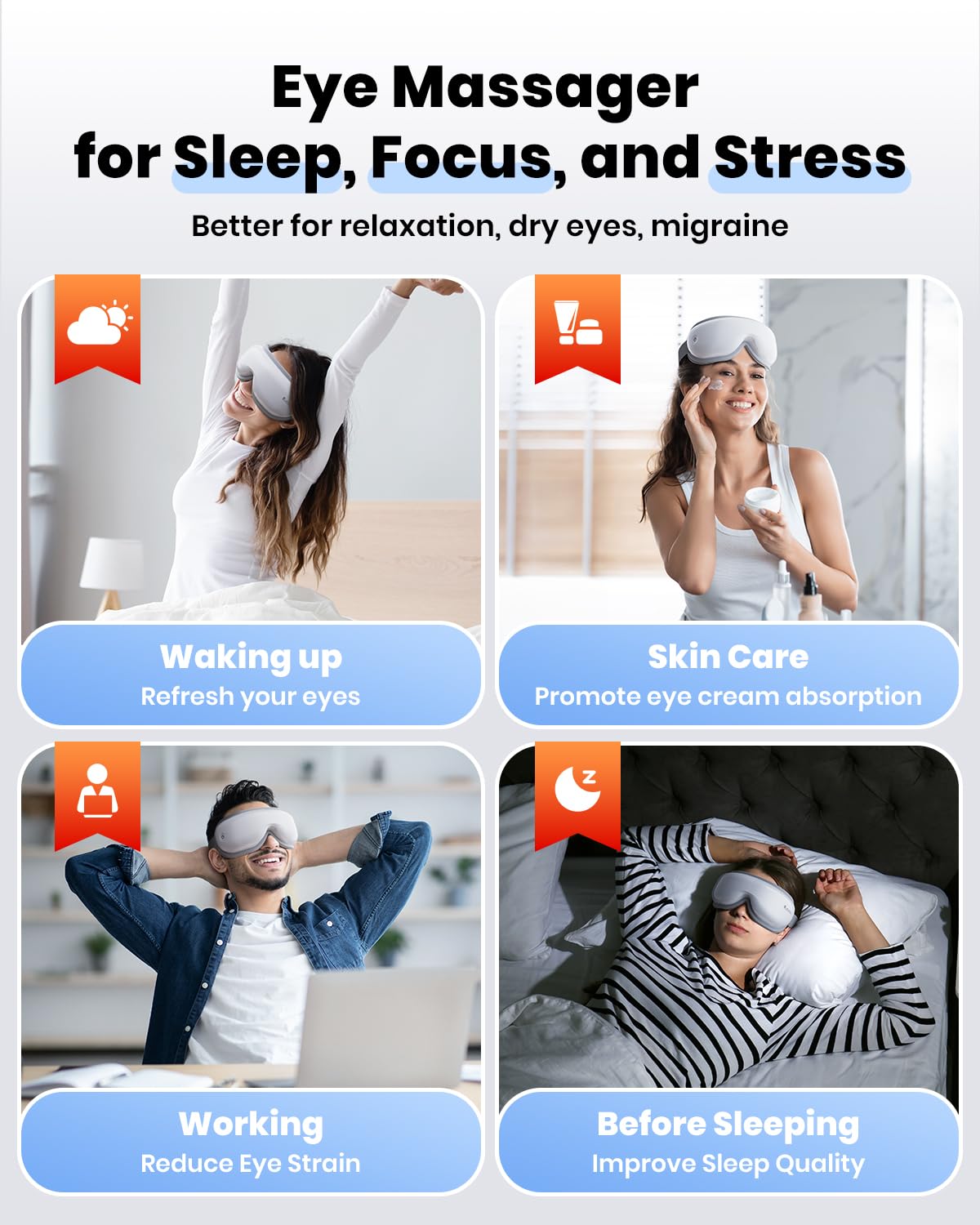 latumab Eye Massager with Heat, Heated Eye Mask with Bluetooth Music, Face Massager, Mask for Migraine & Headache Relief, Improved Sleep, Birthday Gifts for Mom Dad Women Men Her Him