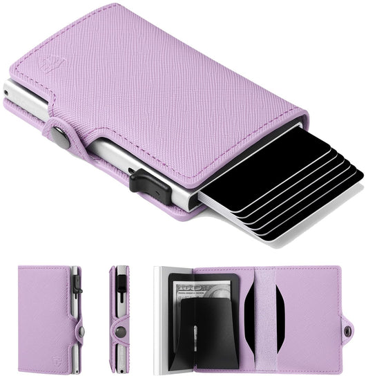 Conceal Plus Small RFID Wallet Women, Slim Compact Travel RFID Blocking Credit Card Holder Womens Wallet, Smart Pop Up RFID Minimalist Card Case, Capacity 6-10 Cards Plus Cash & ID