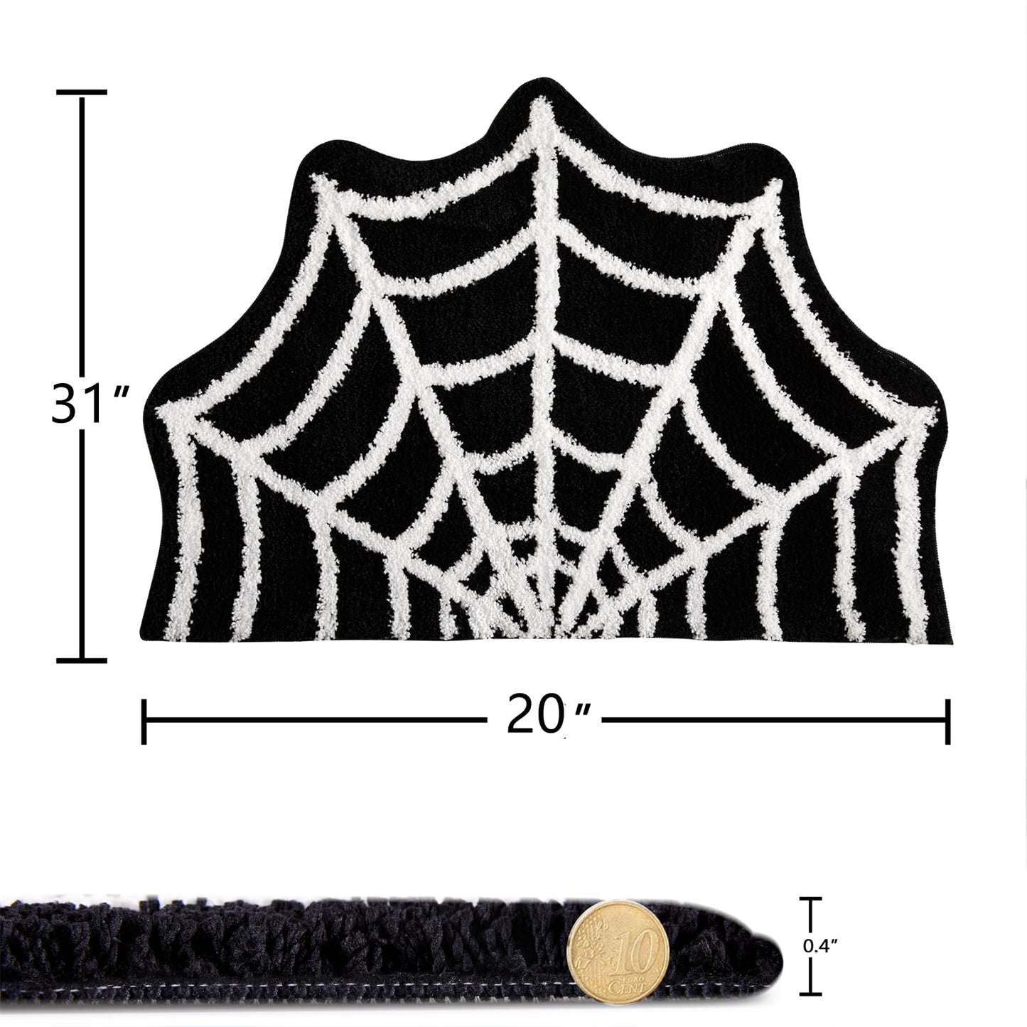 Estmy Gothic Bath Mat Spider Web Black Halloween Bathroom Rugs Non Slip Machine Washable, Funky Spooky Cute Fun Bath Mat Shower Rugs Halloween Bathroom Decor Ultra Soft Great Absorbency