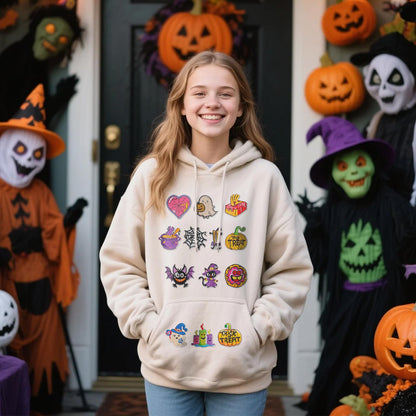 GYGYL 32Pcs Halloween Iron on Patches, Halloween Theme Cute Skull Pumpkin Ghost Black Cat Witch Bats Iron on Embroidered Patch for Jackets Backpacks Clothing