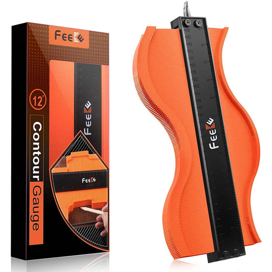 Contour Gauge (12 Inch) with Lock Profile Tool, Gifts for Men Dad Husband Him Super Contour Duplicator Men Gifts Woodworking Tools Carpenter Tools Construction Outline Angle Measuring Tool for Mens