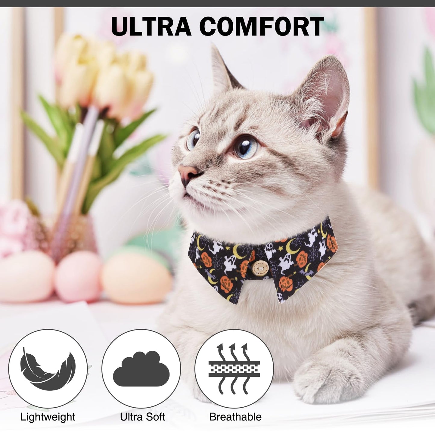 DILLYBUD Halloween Cat Collar with Bells & Cute Pendant - Breakaway, Adjustable, 2-Pack Kitten Collar Safety for Female & Male Pets