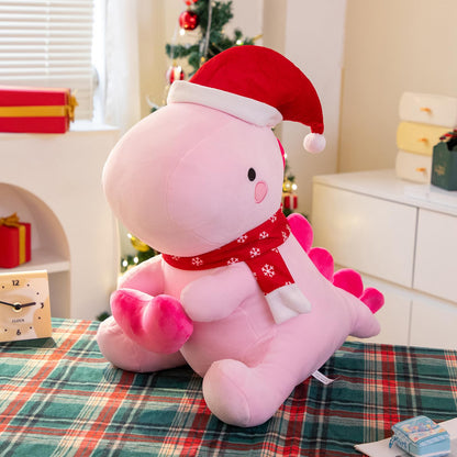 SQEQE Dinosaur Plush Pillow, Cute Loving Stuffed Dinosaur with Heart, Christmas Stuffed Animal Plush Toys Gift for Her Girls Kids (Pink, 12 Inch)