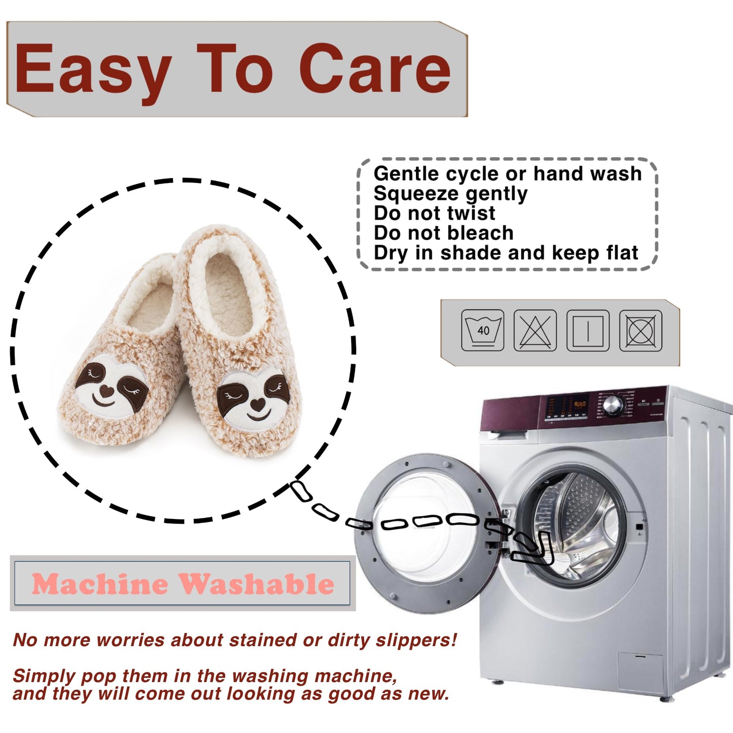 cosyone1997 Cute Slippers for Women Toddler Kids Girls Boys Teens, Fuzzy Bedroom Shoes Indoor, Soft Cozy Fluffy House Sock, Unique Funny Christmas Gifts for Mom Animal Lovers, Tan Sloth Size 7-8