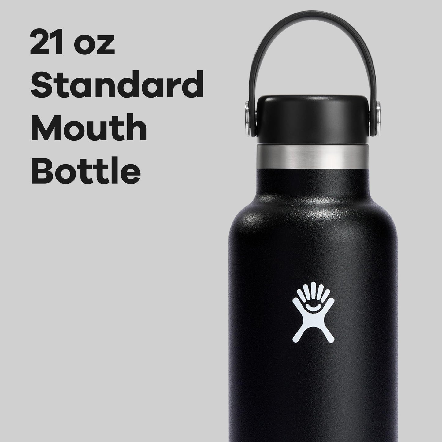 Hydro Flask Water Bottle - Insulated Stainless Steel - Non Spill, Leakproof in 21 Oz Black